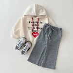 [80-130cm] 英字 フード付き トレーナー - Image 3