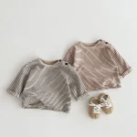 [73-100cm] サイドボタン ボーダー シャツ