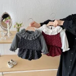 [66-100cm] インナーシャツ トップス&小花柄 セットアップ 3点セット - Image 7