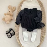 [66-90cm] ノーカラーコーデュロイ ロンパース