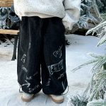 [90-150cm]ユニーク ゆったり 裏起毛 ボトムス パンツ - Image 5