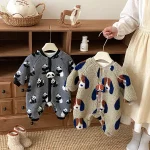 [66-90cm] パンダor犬柄 ボア オールインワン - Image 13