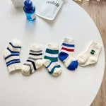 [GOODS] 韓国風 英字ボーダー ソックス 5点セット - Image 11