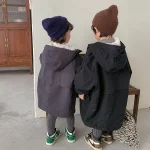 [80-150cm] 韓国風 暖かい フート付き ロングコート - Image 7