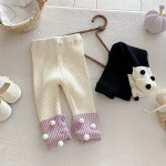 [66-100cm] ボンボン付き カラー切り替え レギンス - Image 12