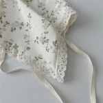 [66-90cm]花柄 帽子付き ロンパース  + ボトムス