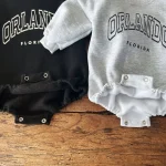 [66-100cm] 韓国風 英字柄 ロンパース - Image 5