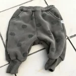 [73-120cm] 熊柄ボア パンツ