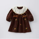 [80-130cm] フリル襟 花柄 ワンピース