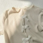 [66-90cm] リボン フリル襟 ロンパース - Image 3