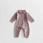 [66-100cm] ポロ ゲーブル編み オールインワン - Image 2