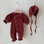 [66-90cm]ロンパース&帽子 セット 無地 肌に優しい ベビー服