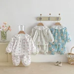 [80-130cm]セットアップ 丸襟 小花柄 おしゃれ - Image 8