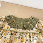 [66-90cm]ロンパース グリーン襟 可愛い 花柄 ロンパース - Image 6
