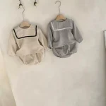 [66-90cm] セーラー風 スクエア襟 セットアップ - Image 3