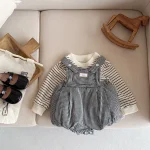 [66-100cm] チェック柄 ロンパース - Image 4