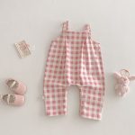 [73-100cm]サロペットOR長袖Tシャツ 可愛い ピンク チェック おしゃれ - Image 2