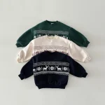 [80-130cm] 鹿柄 ボア付き トップス - Image 5