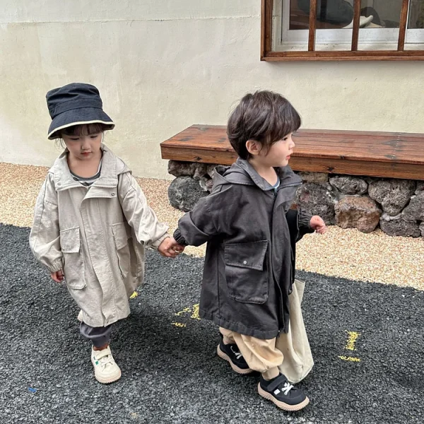 [80-150cm] フード付き ロング アウター