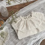 [73-100cm] フリル フラワー襟 シャツ - Image 3