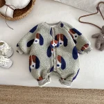 [66-90cm] パンダor犬柄 ボア オールインワン - Image 8