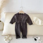 [66-90cm] ボーダー ニットトップス&サロペット 2点セット - Image 13