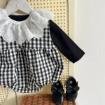 [66-90cm] シンプル トップス or チェック ロンパース - Image 7