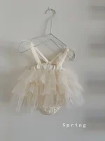 [73-90cm]ロンパース ワンピース風 チュール 可愛い - Image 3