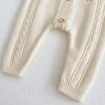 [66-90cm] 花柄 ニット ロンパース - Image 10