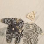 [66-90cm]ロンパース ボーダー柄 クルーネック 着心地良い ベビー服 - Image 7