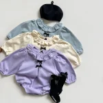 [66-90cm] リボン フリル襟 ロンパース - Image 5