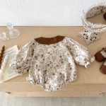 [66-90cm]ロンパース ブラウン花 可愛い 肌に優しい ベビー服 - Image 7