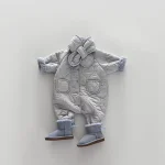 [66-90cm] スカーフ付き キルティング オールインワン - Image 7