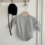 [66-90cm] 韓国風 ボーダー ロンパース - Image 11