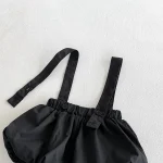 [66-100cm]2点セット フリル襟 ドット シャツ & サロペット - Image 2