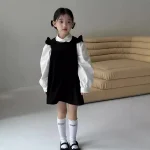 [90-140cm]ワンピース & シャツ 2点 セットフォーマル 肩フリル - Image 3