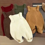 [66-90cm]サロペット シンプル リブ シンプル 肌に優しい - Image 4