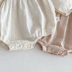 [66-90cm] 花柄 刺しゅう ロンパース - Image 11