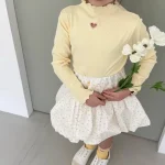 [73-120cm]ハート柄 フリル襟 トップス