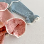 [66-100cm] フリル襟 ニット ロンパース - Image 4