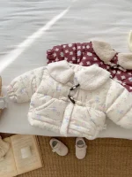 [66-100cm] ボア襟 花柄 アウター - Image 8