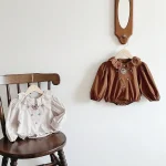 [66-90cm]ロンパース 韓国風 フリル襟 花刺繡 おしゃれ ベビー服 - Image 6