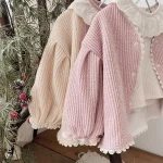 [66-90cm] パフスリーブ リブ カーディガン - Image 5