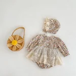 [66-90cm] ワンピース風 花柄 ロンパース - Image 9