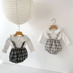 [66-100cm]ロンパース チェック柄 サロペット 可愛い ディリー - Image 7