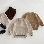 [80-130cm] フロントポケットコーデュロイ サロペット OR セーター - Image 4