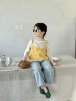 [90-140cm] イエローキャミORデニム パンツ ORベージュ トップス - Image 8