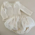 [73-90cm]セットアップ チュールリブ おしゃれ ベビー服 - Image 2