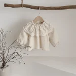 [73-100cm] フリル フラワー襟 シャツ - Image 4