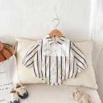 [66-90cm] ボーダー ロンパース - Image 10